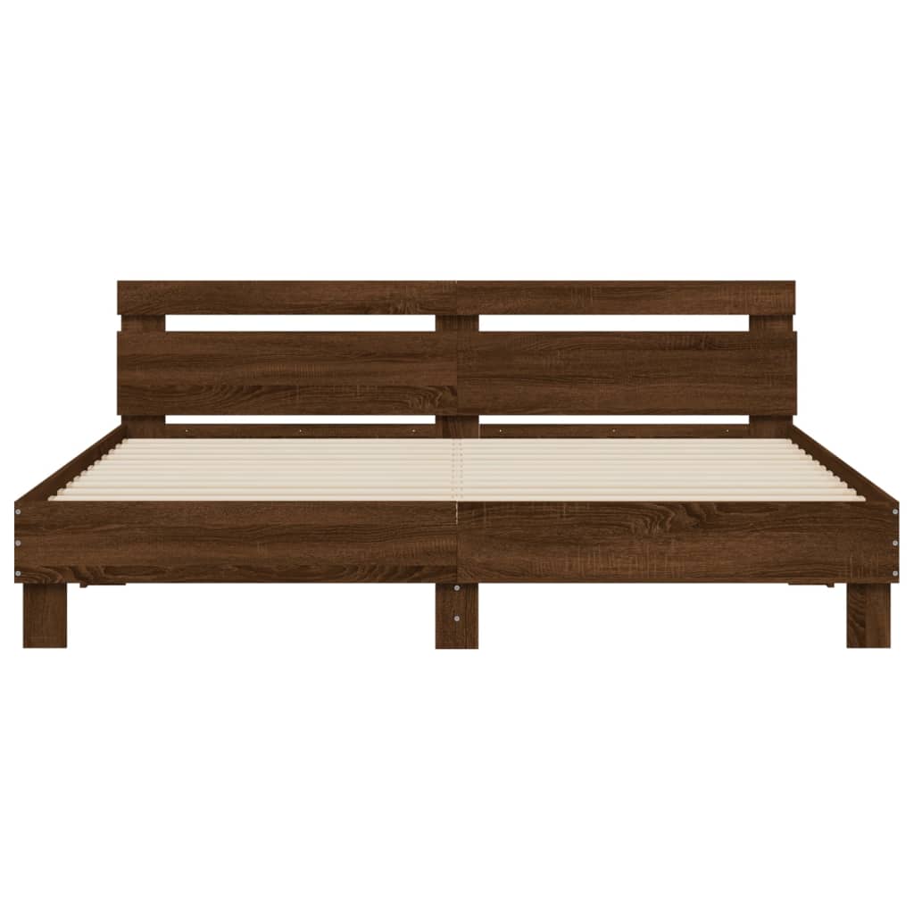 Bed frame without mattress brown oak 200x200 cm