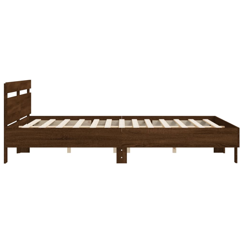 Bed frame without mattress brown oak 200x200 cm