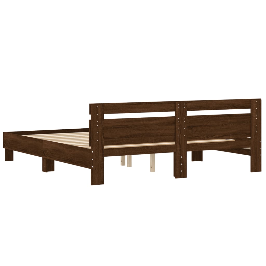 Bed frame without mattress brown oak 200x200 cm