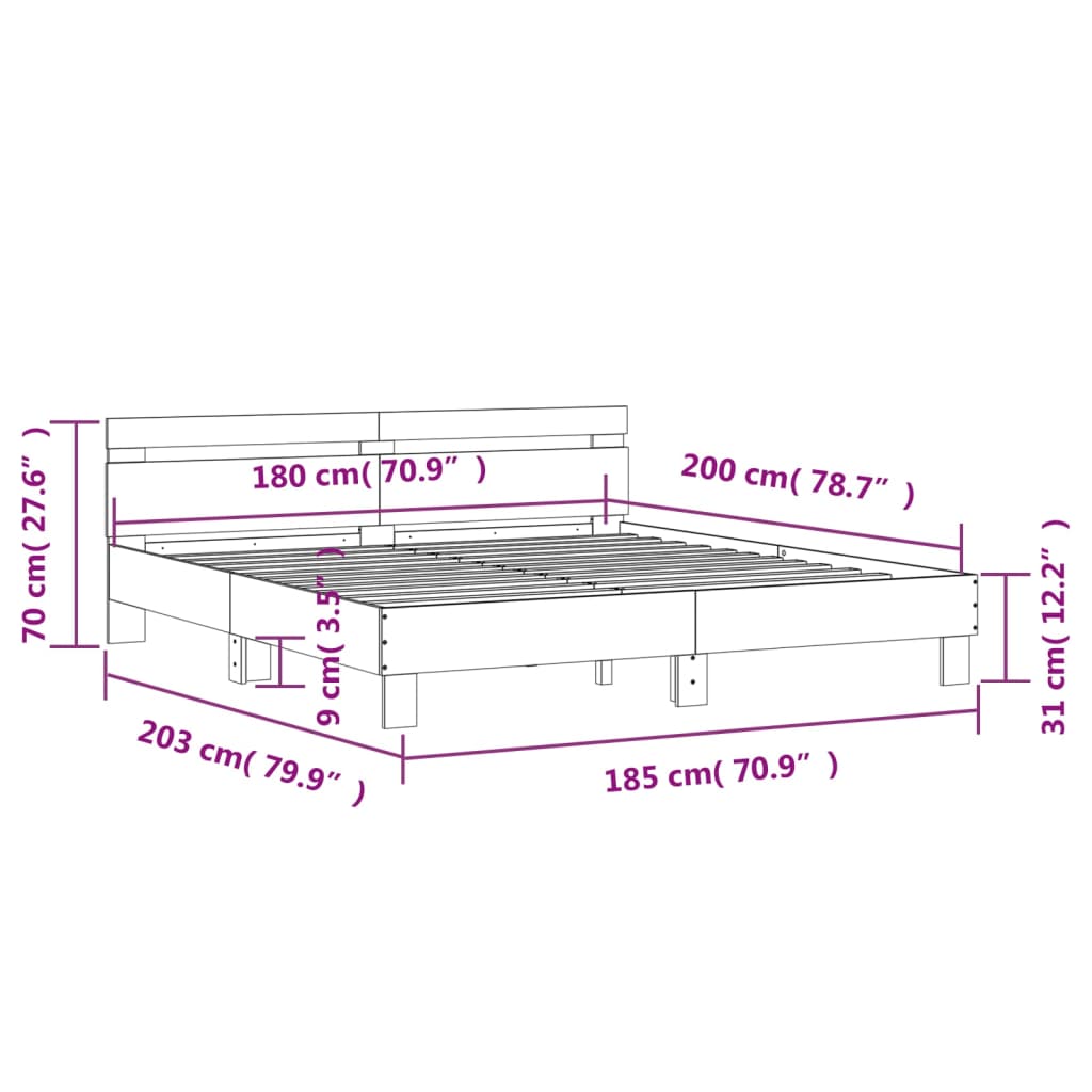 Cadre de lit sans matelas blanc 180x200 cm