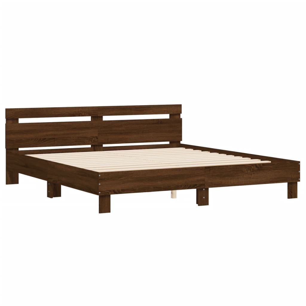 Bed frame without mattress brown oak 180x200 cm