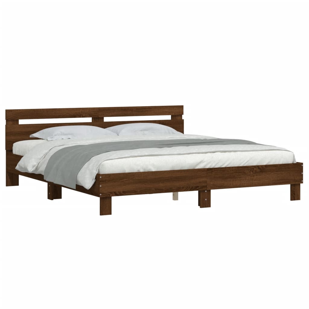 Bed frame without mattress brown oak 180x200 cm