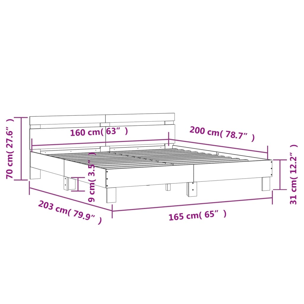 Cadre de lit sans matelas blanc 160x200 cm