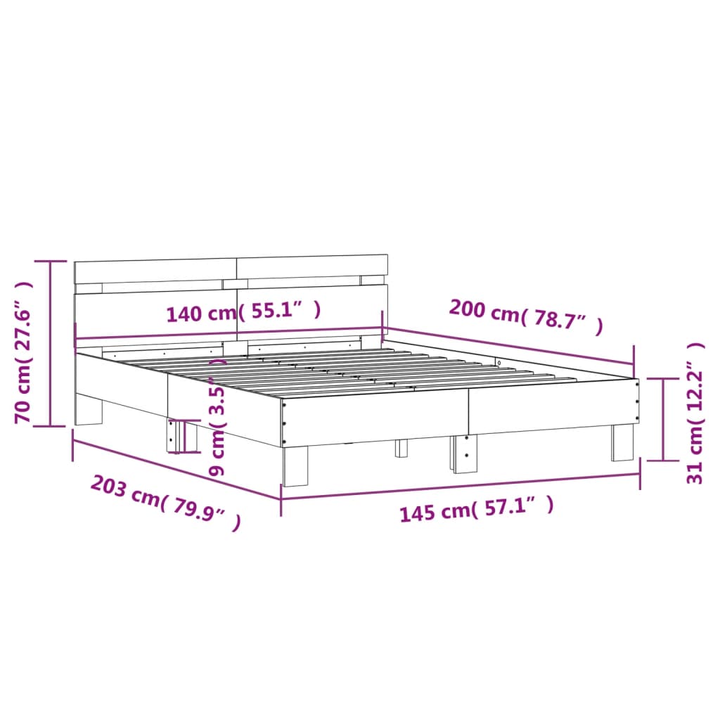 Cadre de lit sans matelas blanc 140x200 cm