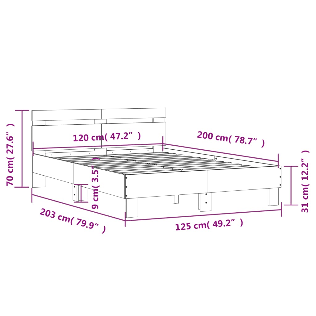 Cadre de lit sans matelas blanc 120x200 cm