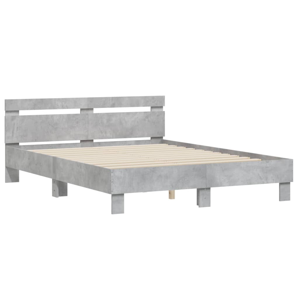 Cadre de lit sans matelas gris béton 140x190 cm