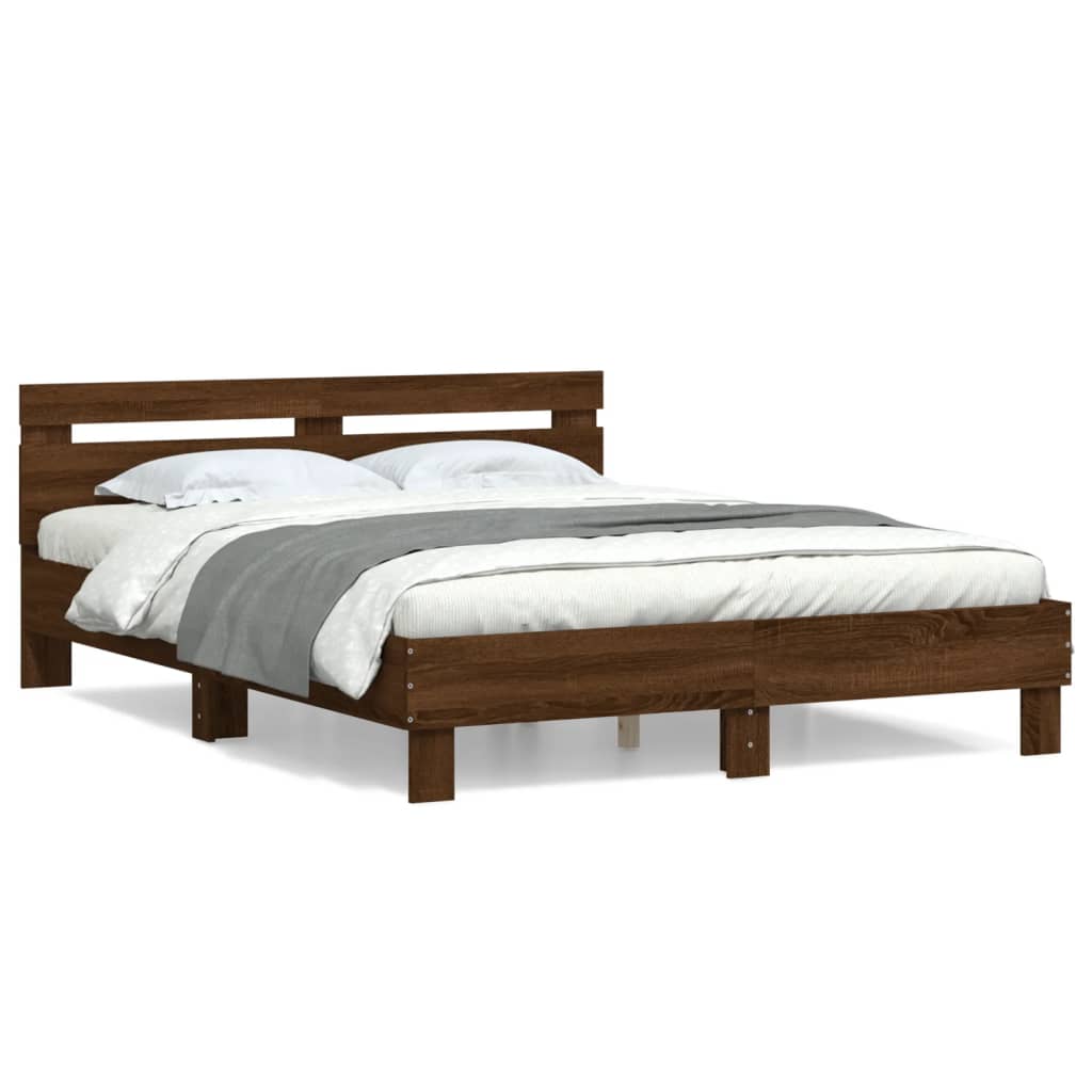 Cadre de lit sans matelas chêne marron 140x190 cm