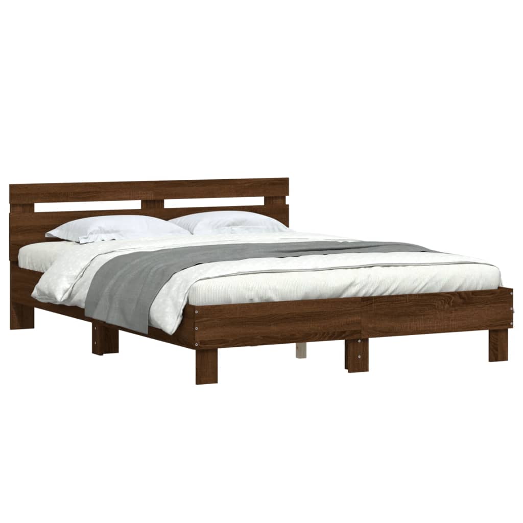 Cadre de lit sans matelas chêne marron 140x190 cm