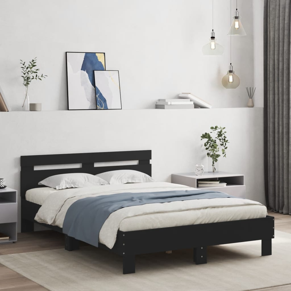 Cadre de lit sans matelas noir 135x190 cm