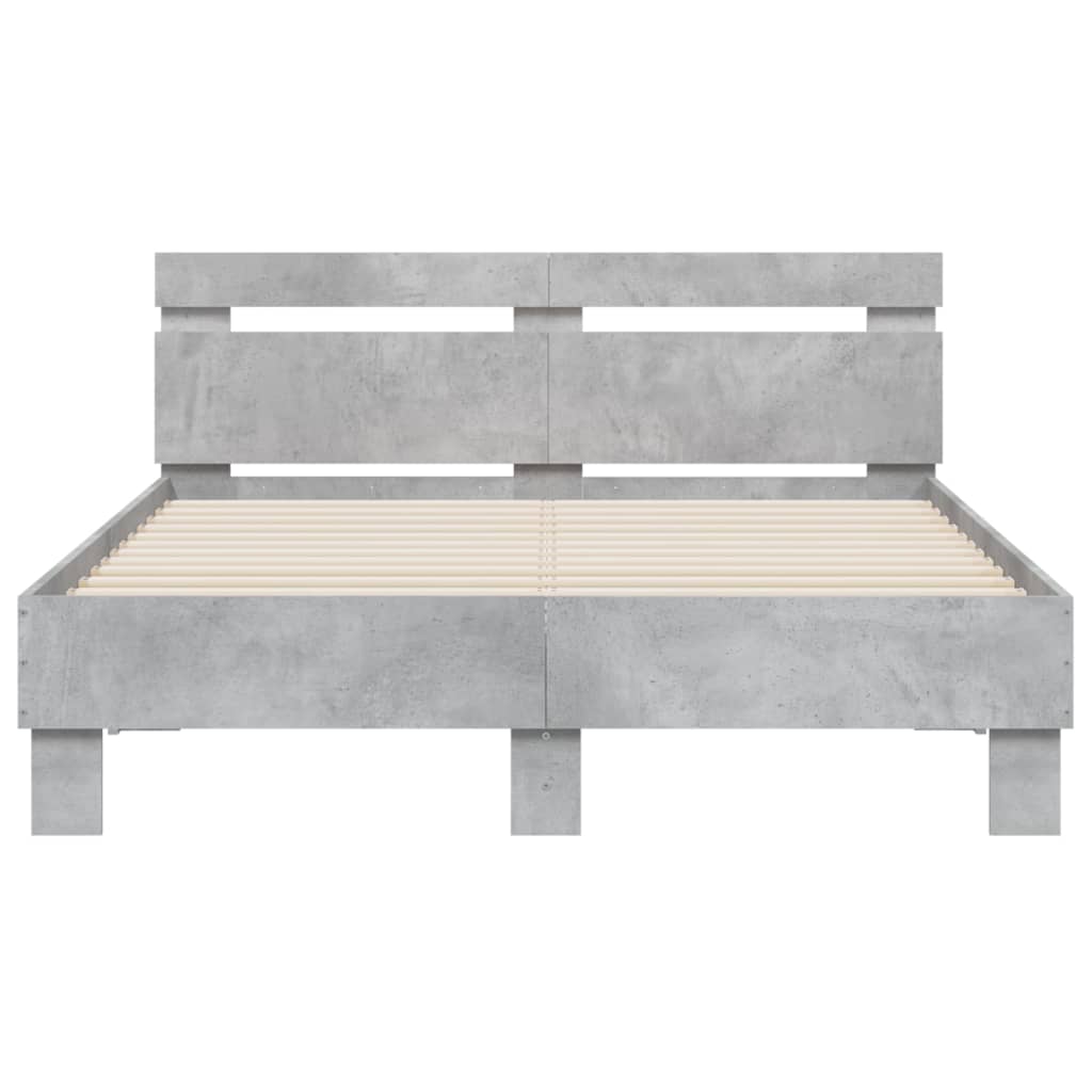 Cadre de lit sans matelas gris béton 135x190 cm