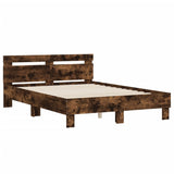 Cadre de lit sans matelas chêne fumé 135x190 cm