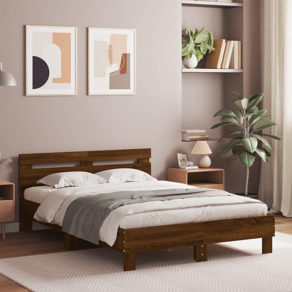 Cadre de lit sans matelas chêne marron 120x190 cm