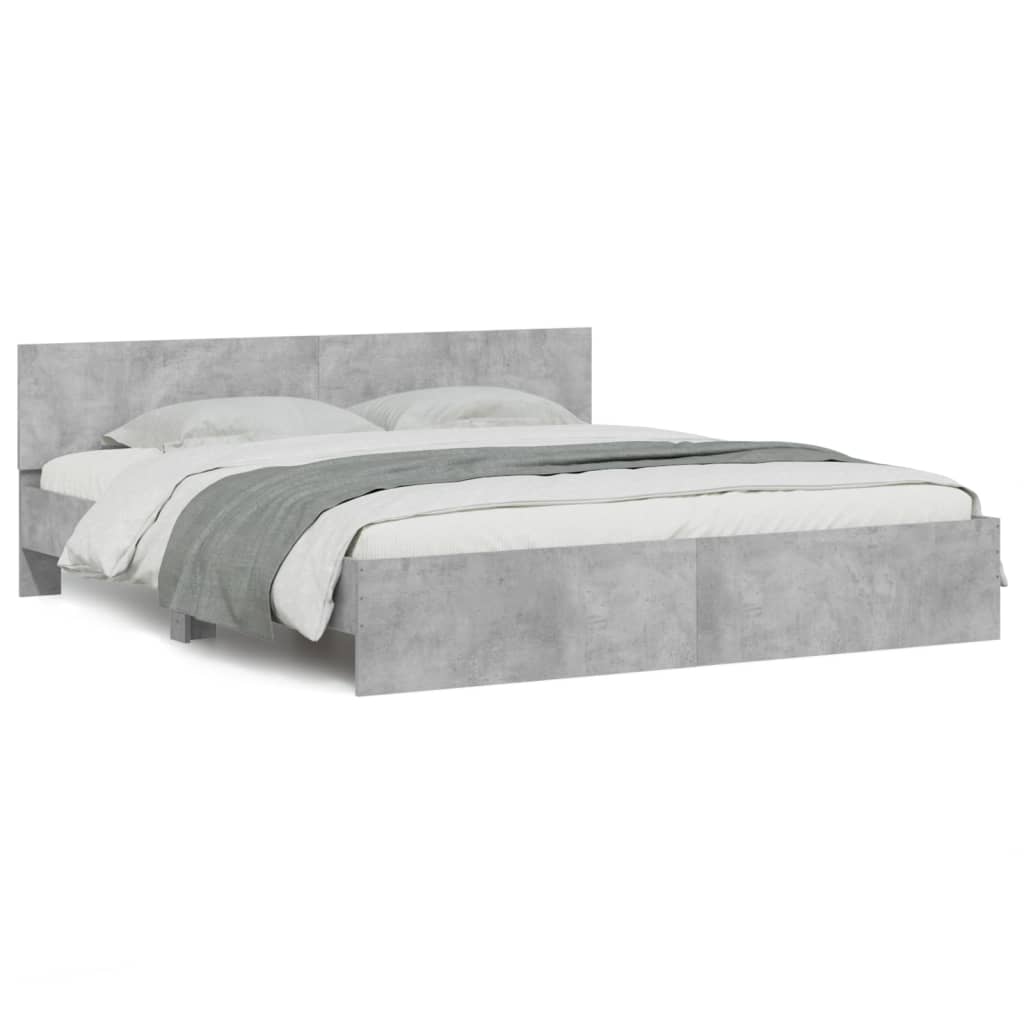 Cadre de lit sans matelas gris béton 200x200 cm