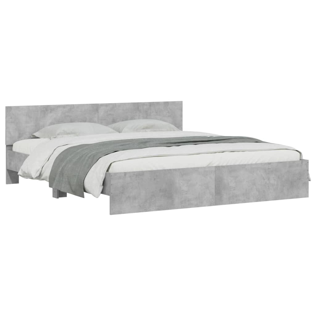 Cadre de lit sans matelas gris béton 200x200 cm