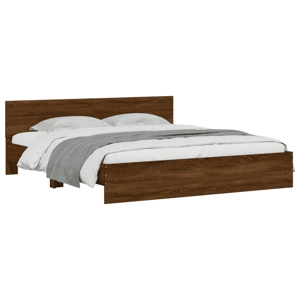 Bed frame without mattress brown oak 200x200 cm