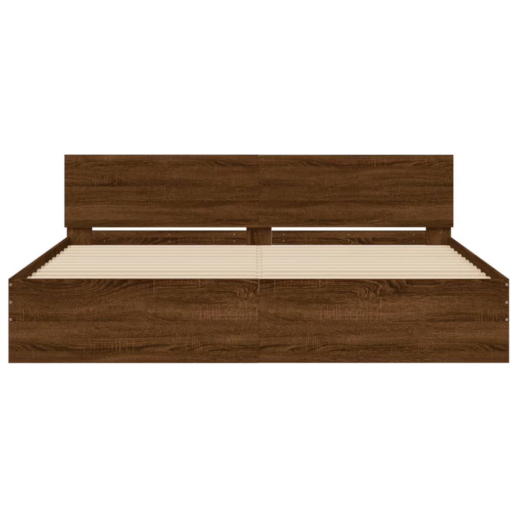 Bed frame without mattress brown oak 200x200 cm