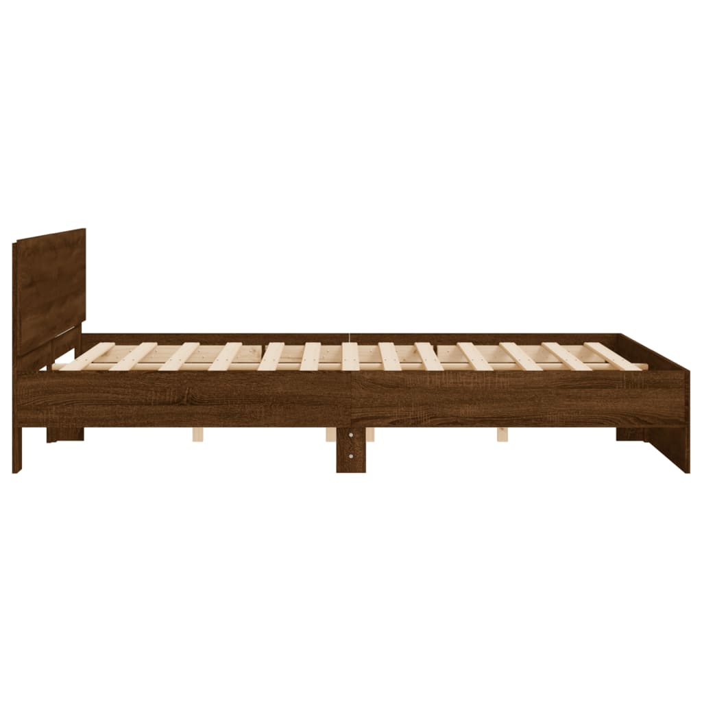 Bed frame without mattress brown oak 200x200 cm