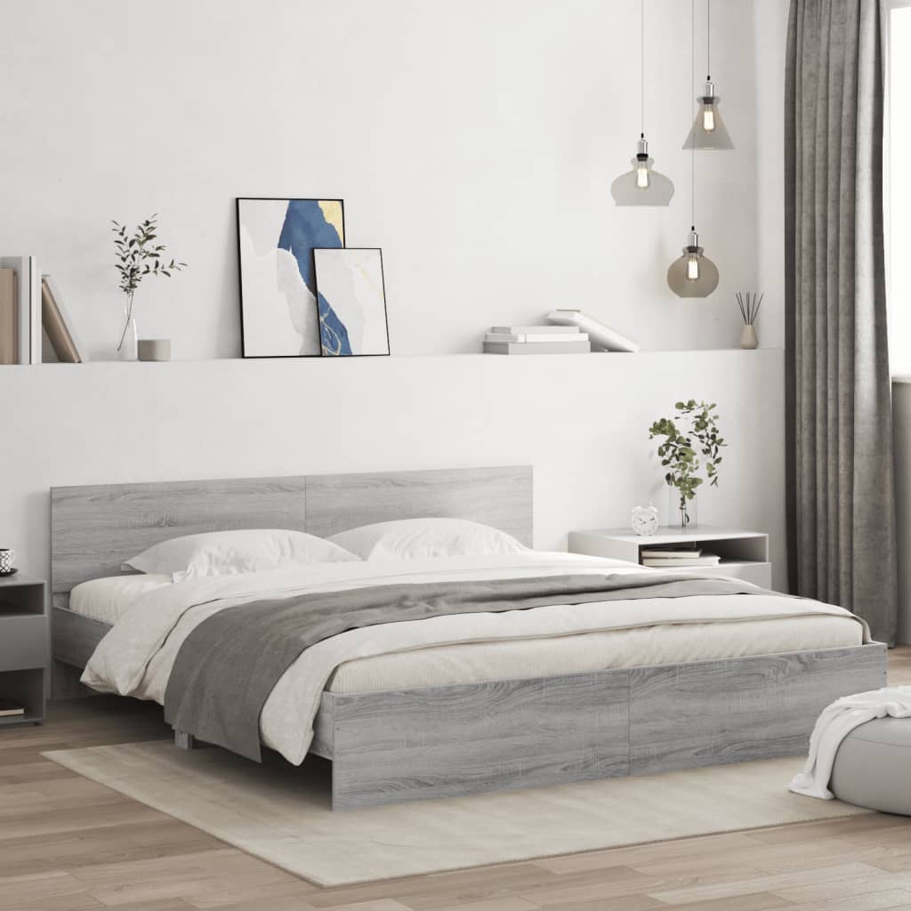 Cadre de lit sans matelas sonoma gris 180x200 cm