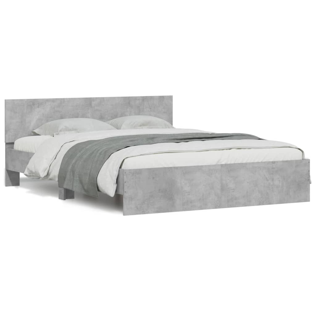 Cadre de lit sans matelas gris béton 150x200 cm