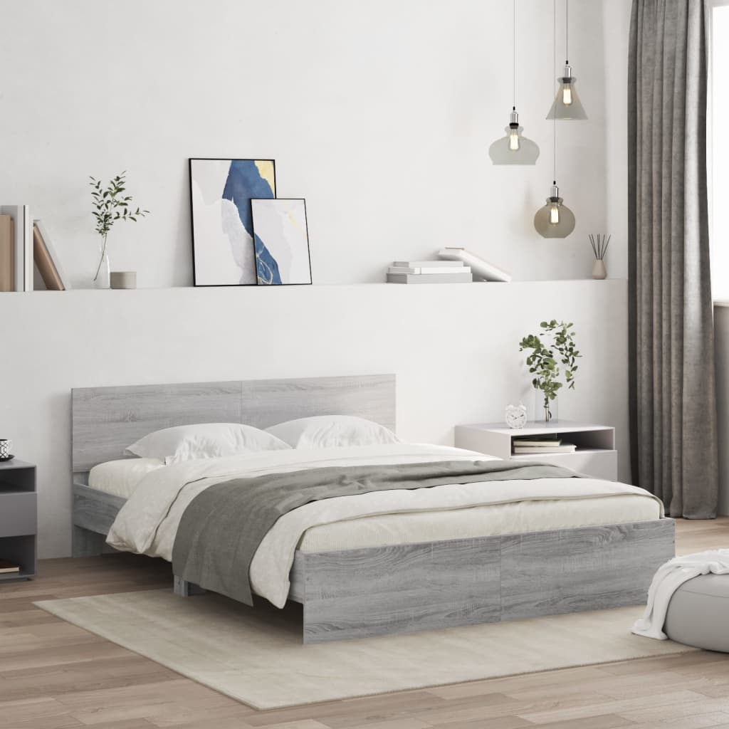 Cadre de lit sans matelas sonoma gris 150x200 cm