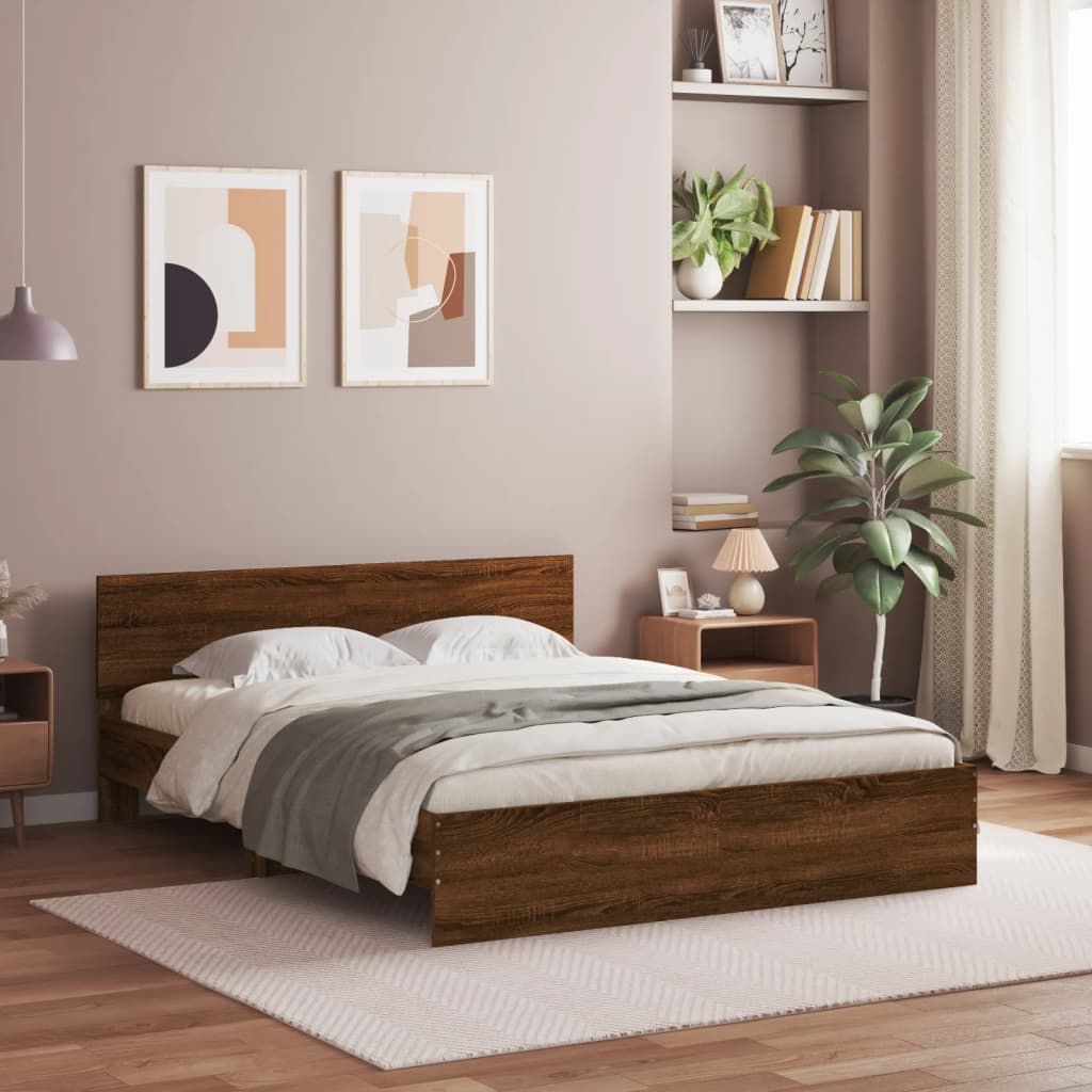 Cadre de lit sans matelas chêne marron 150x200 cm