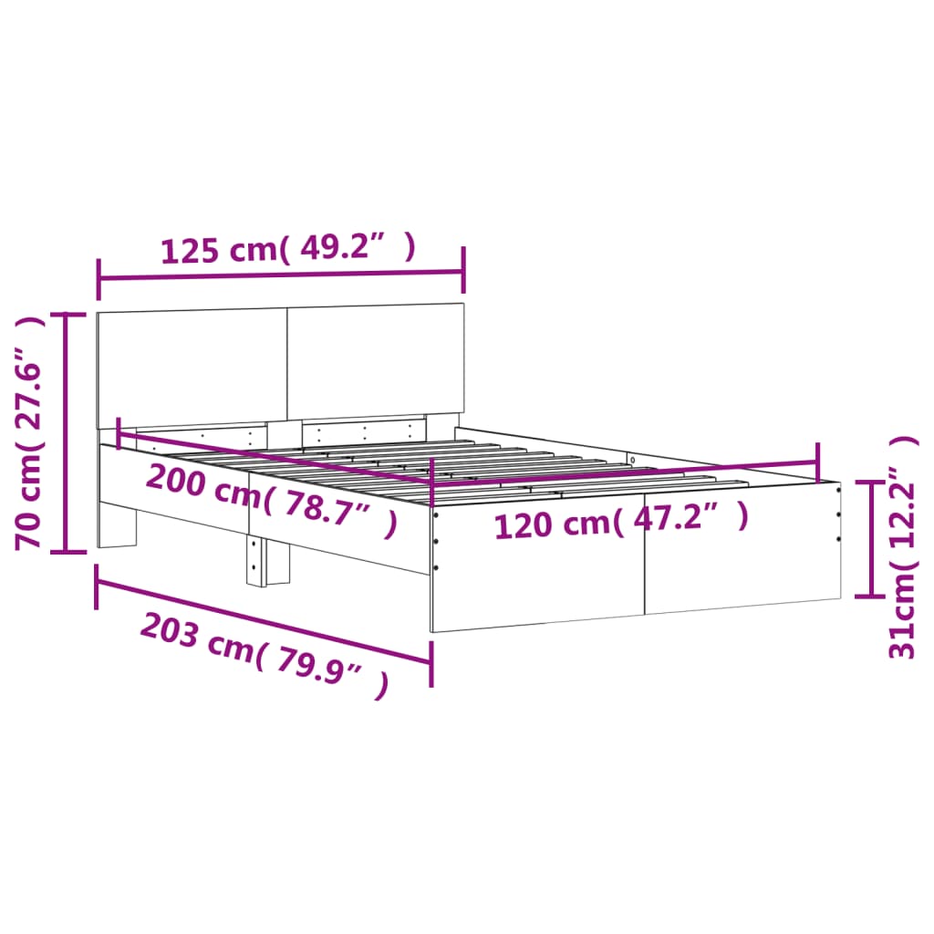 Cadre de lit sans matelas blanc 120x200 cm