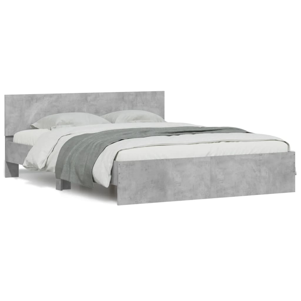 Cadre de lit sans matelas gris béton 140x190 cm