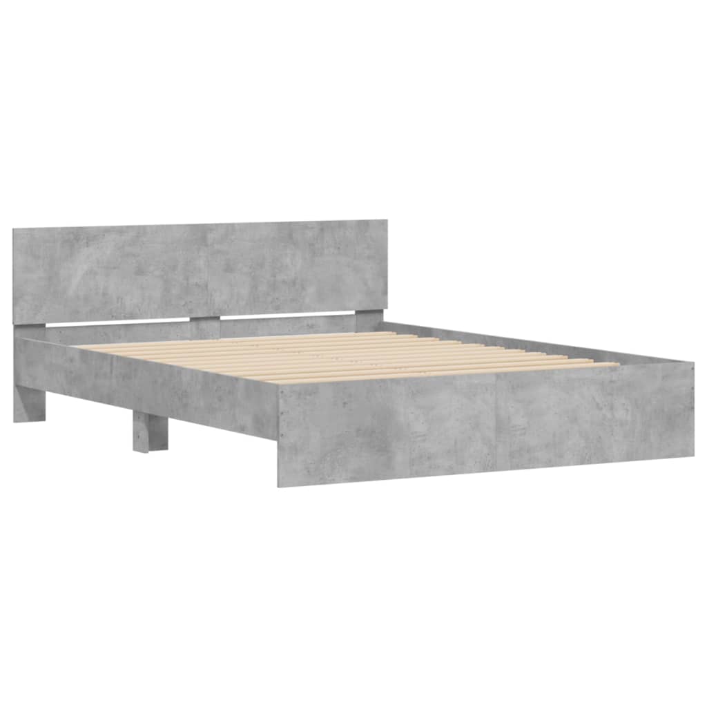 Cadre de lit sans matelas gris béton 140x190 cm