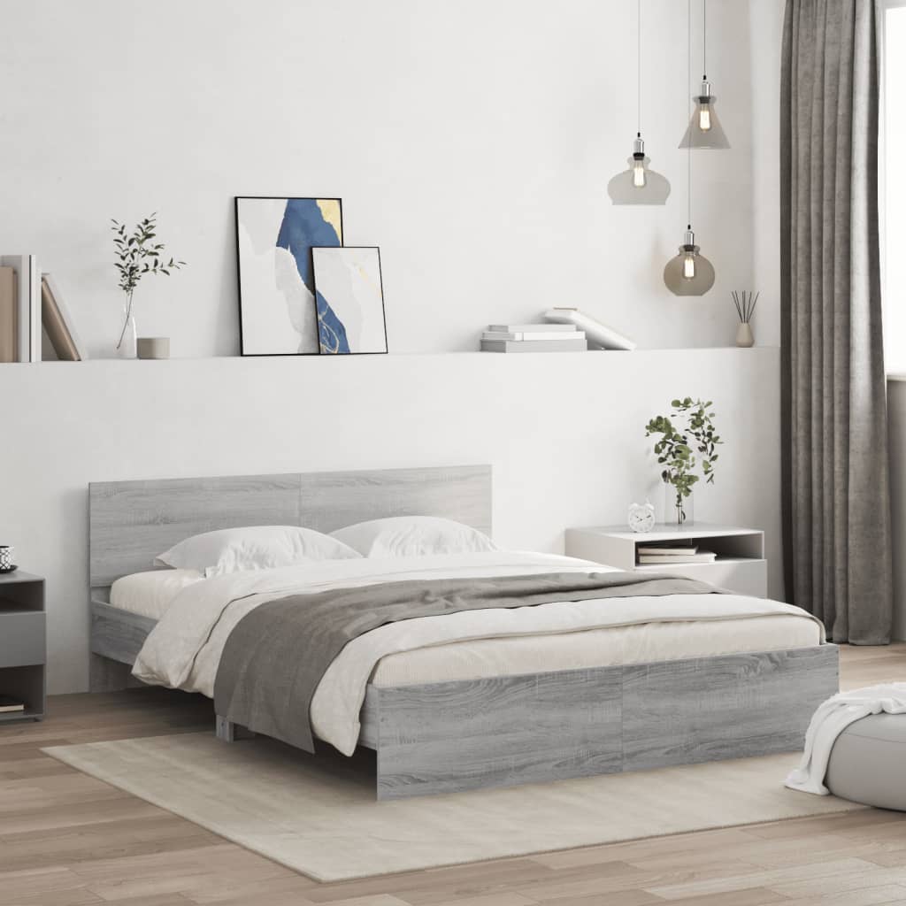 Cadre de lit sans matelas sonoma gris 140x190 cm