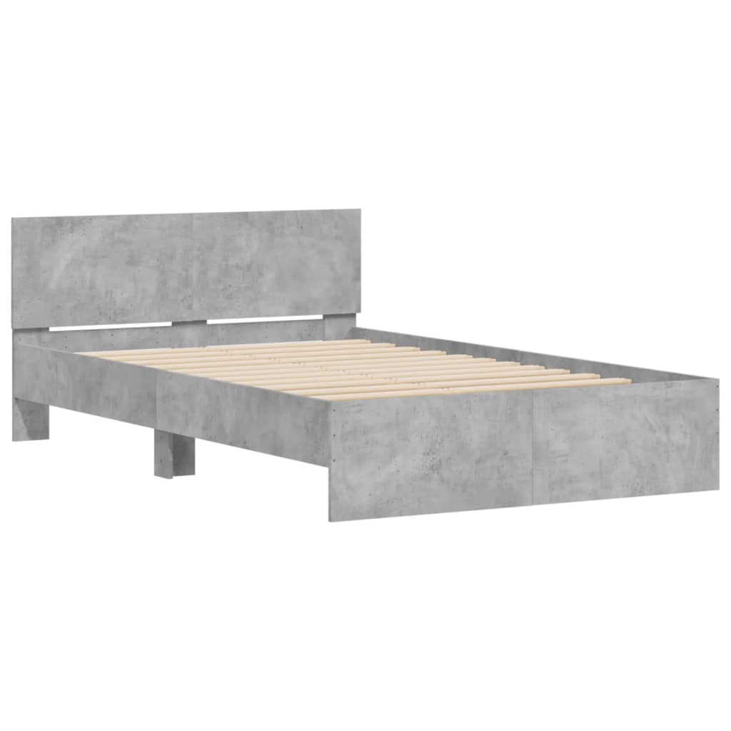 Cadre de lit sans matelas gris béton 135x190 cm