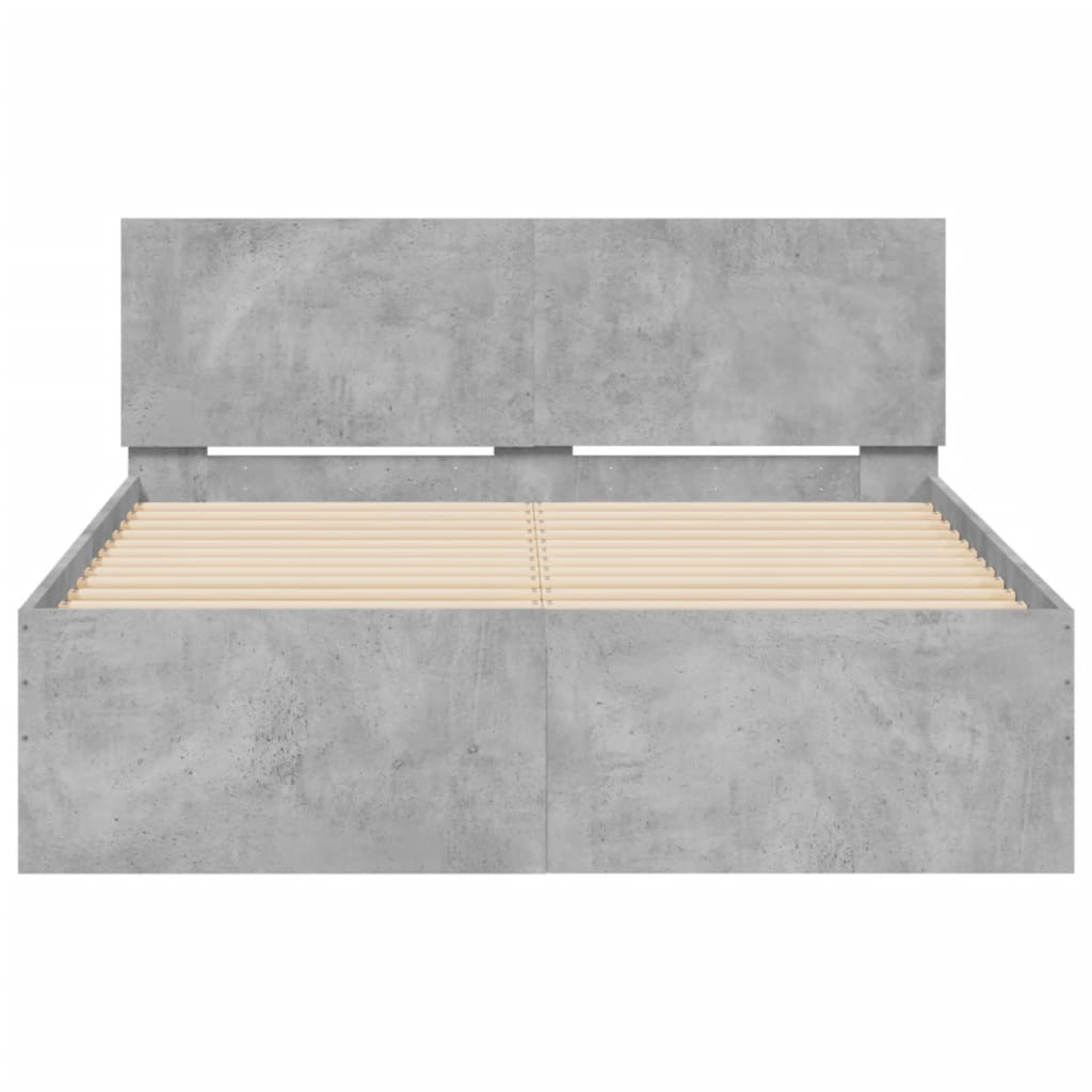 Cadre de lit sans matelas gris béton 135x190 cm