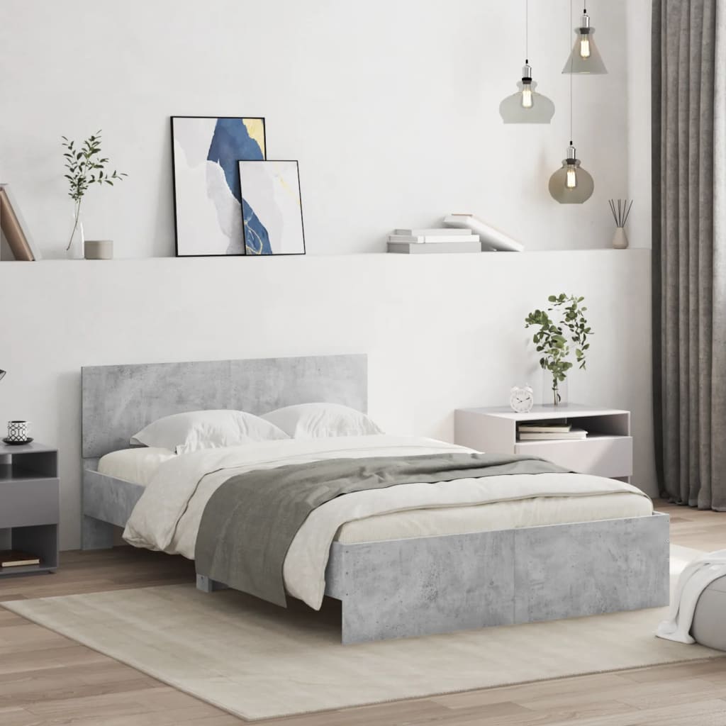 Cadre de lit sans matelas gris béton 135x190 cm