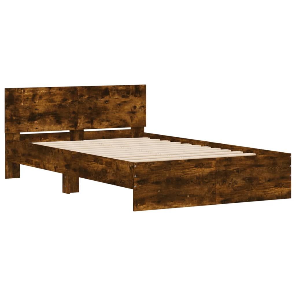 Cadre de lit sans matelas chêne fumé 135x190 cm