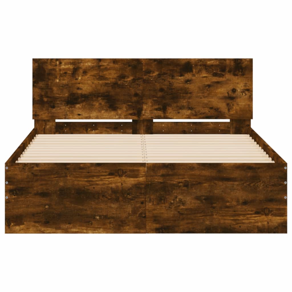 Cadre de lit sans matelas chêne fumé 135x190 cm