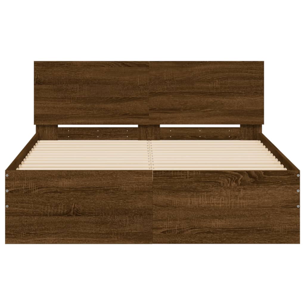 Cadre de lit sans matelas chêne marron 135x190 cm