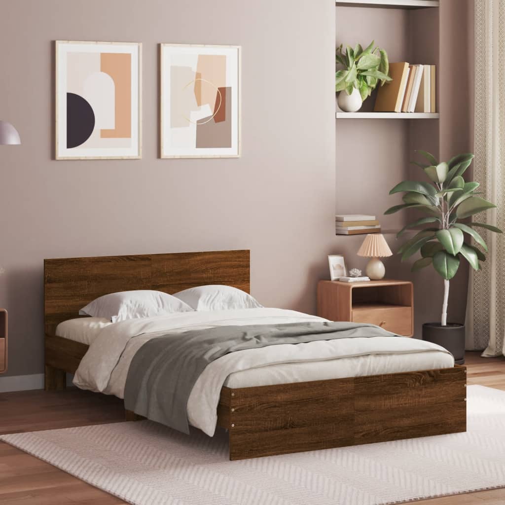 Cadre de lit sans matelas chêne marron 135x190 cm