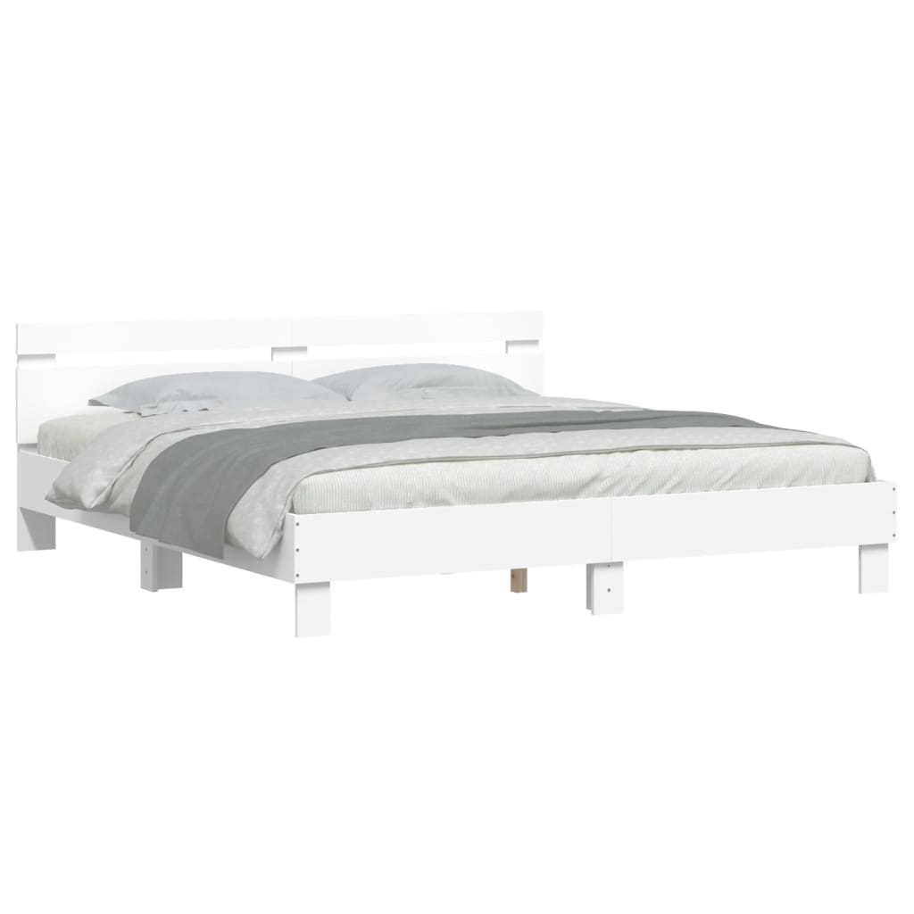 Bed frame with LED without mattress white 200x200 cm