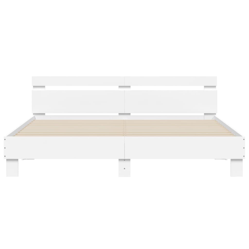 Bed frame with LED without mattress white 200x200 cm