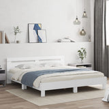 Bed frame with LED without mattress white 200x200 cm