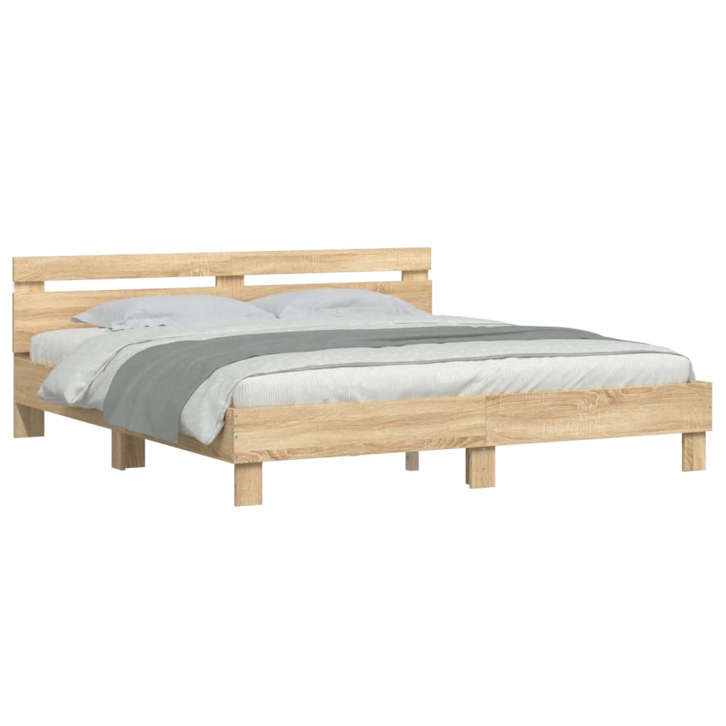 Bed frame with LED without mattress sonoma oak 200x200 cm