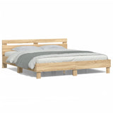 Bed frame with LED without mattress sonoma oak 200x200 cm