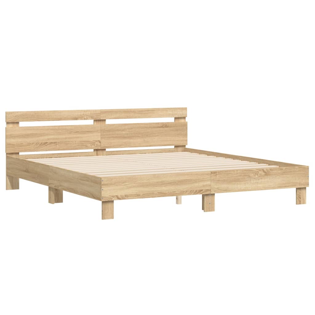 Bed frame with LED without mattress sonoma oak 200x200 cm