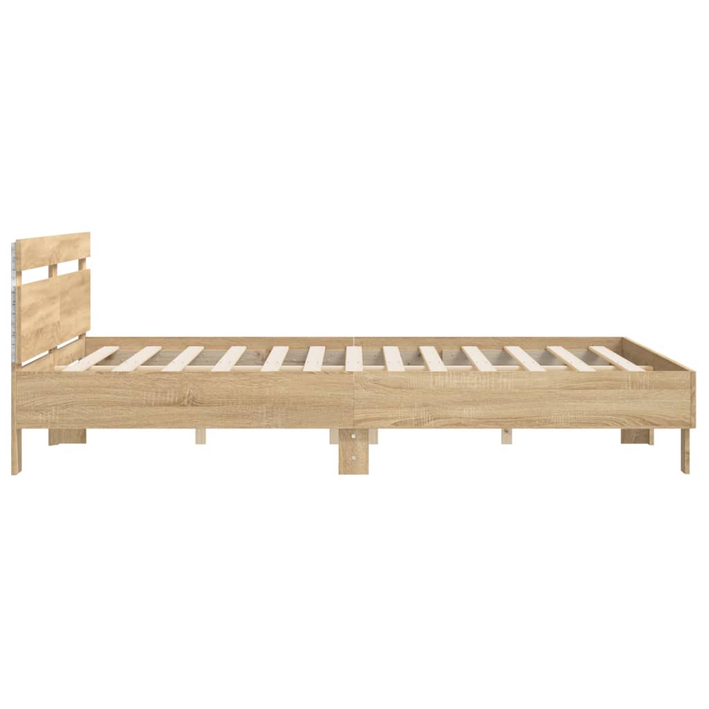 Bed frame with LED without mattress sonoma oak 200x200 cm