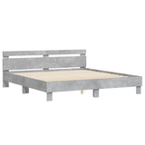 Cadre de lit avec LED sans matelas gris béton 200x200 cm