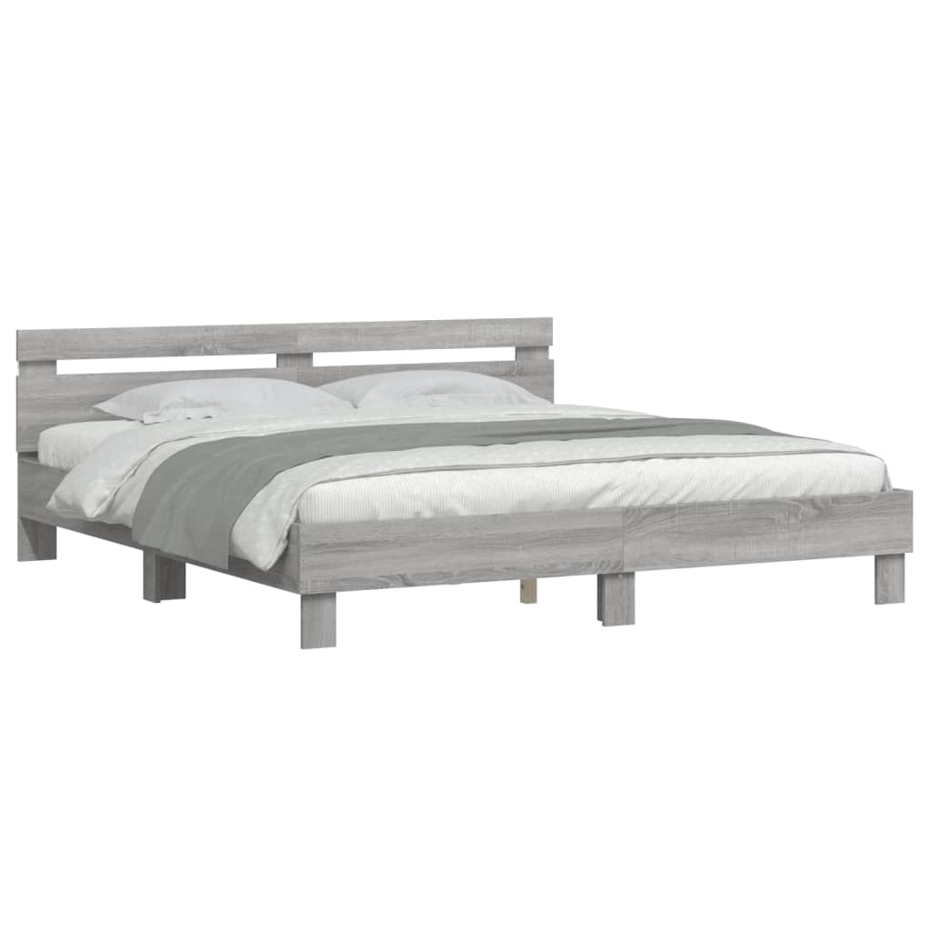 Cadre de lit avec LED sans matelas sonoma gris 200x200 cm