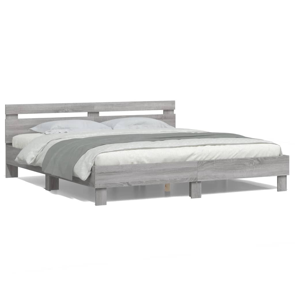 Cadre de lit avec LED sans matelas sonoma gris 200x200 cm