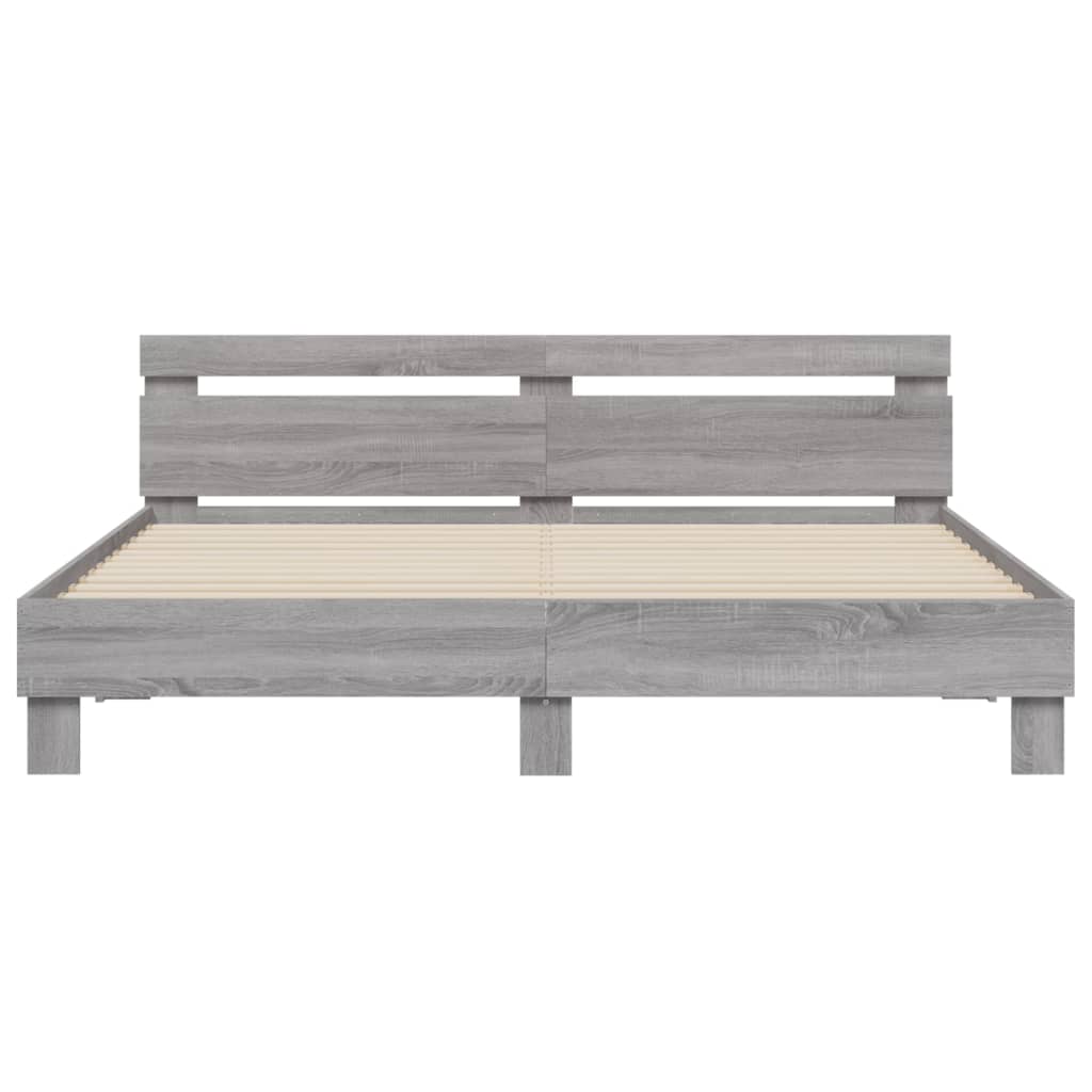 Cadre de lit avec LED sans matelas sonoma gris 200x200 cm