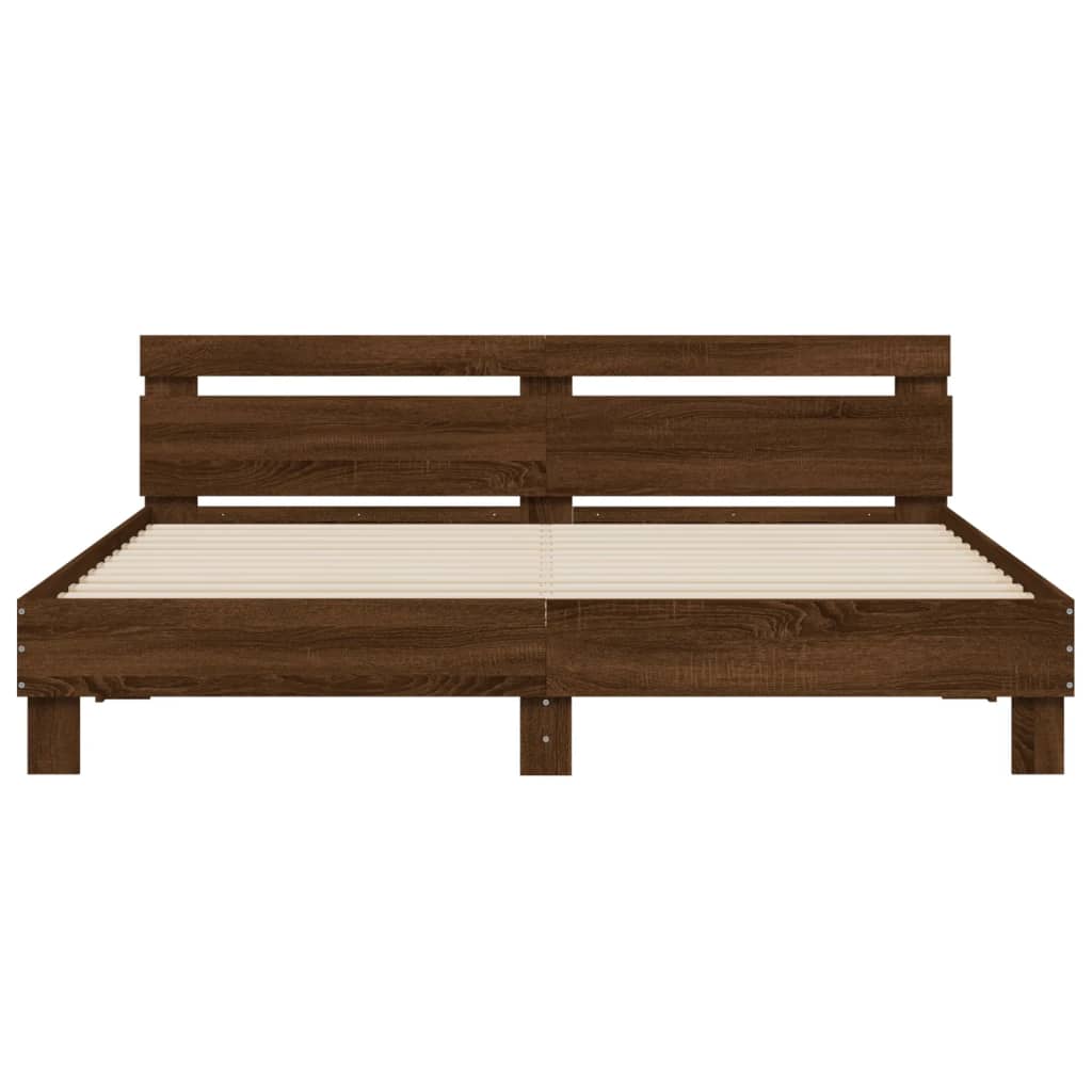 Cadre de lit avec LED sans matelas chêne marron 200x200 cm