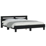 Bed frame with LED without mattress black 180x200 cm