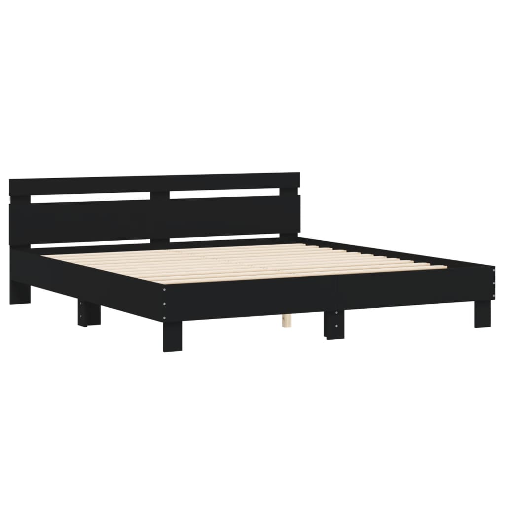 Bed frame with LED without mattress black 180x200 cm